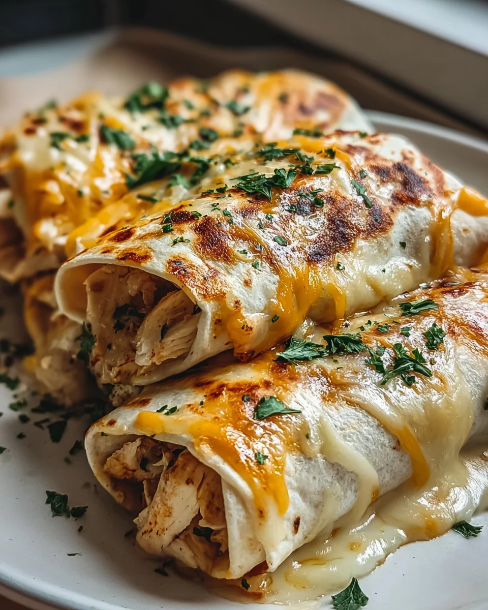 Ooey Gooey Käse-Knoblauch-Hähnchen-Wraps: Schnell & lecker!