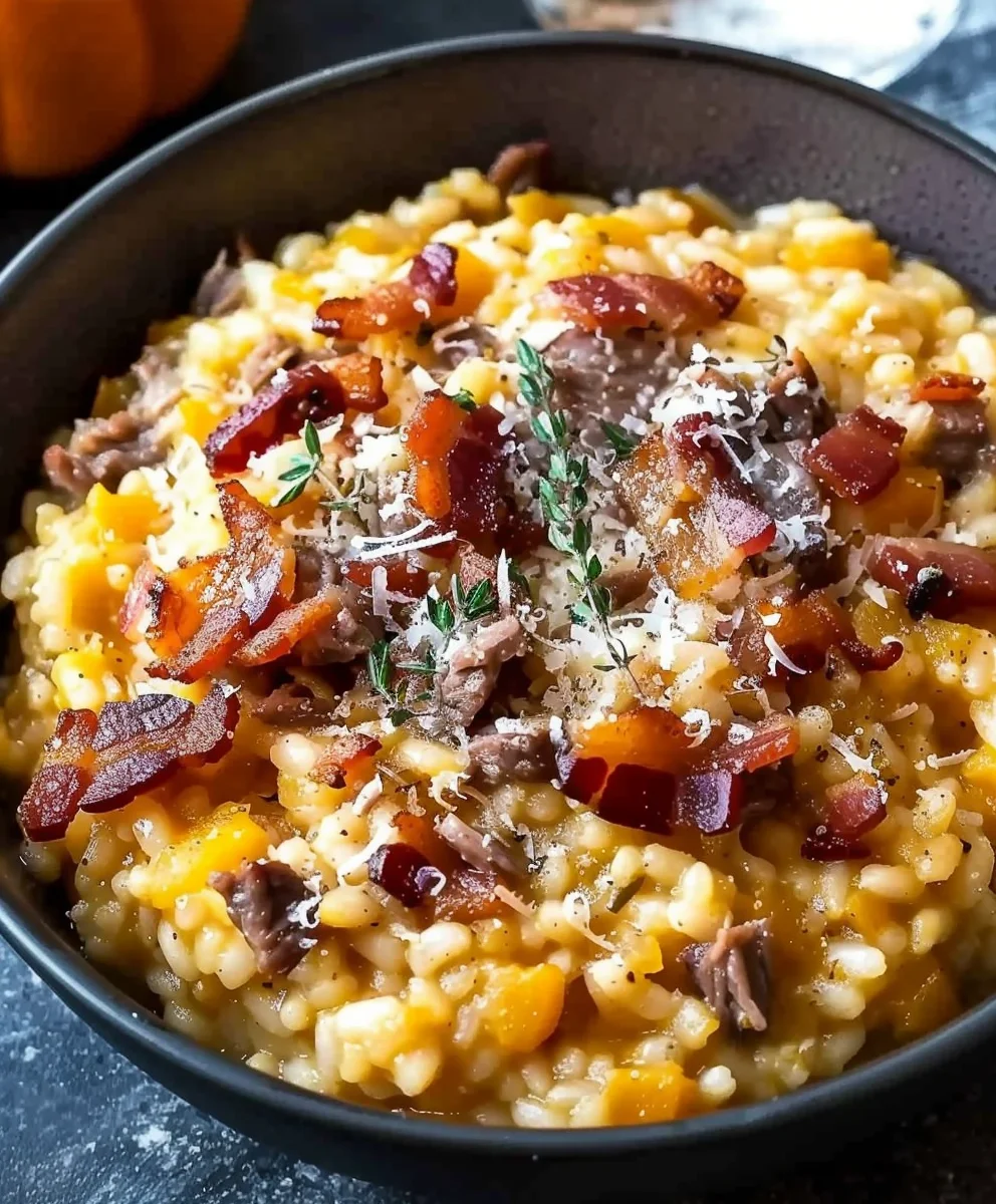 Herbstlicher Komfort: Pumpkin Risotto mit Beef Bacon, Parmesan