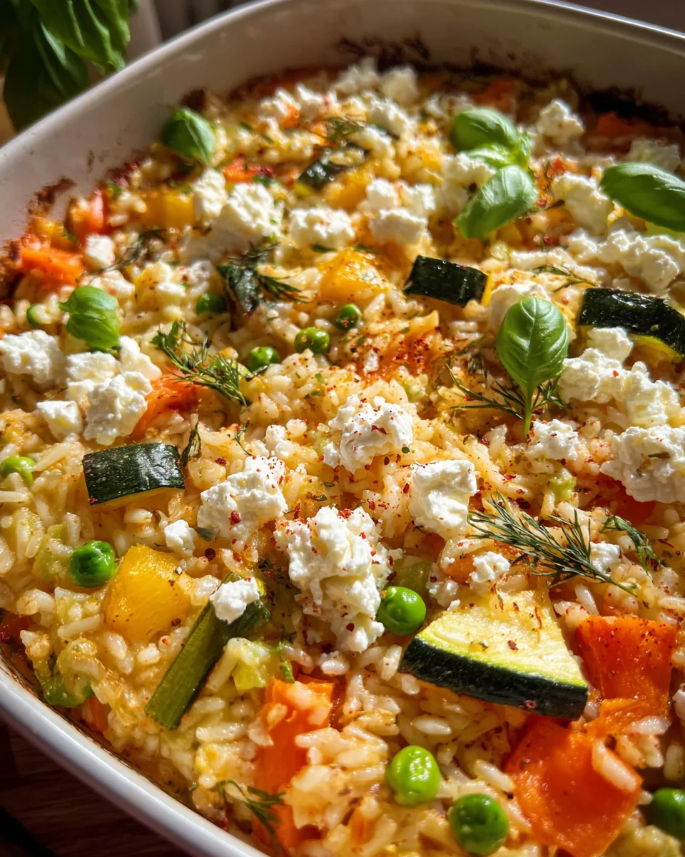 Cremiger Ofenreis mit Feta und Gemüse – Dein Feierabend-Hit!