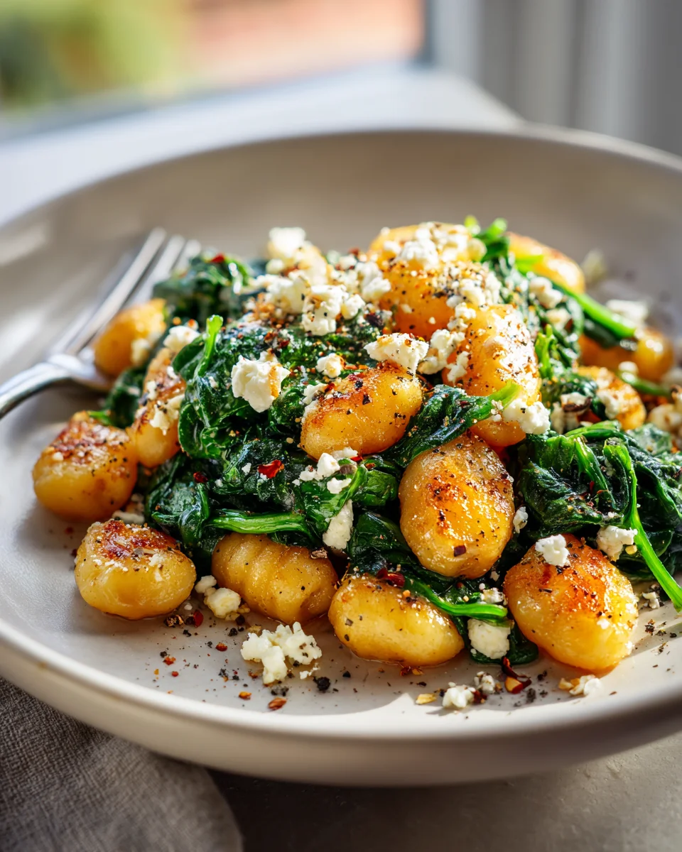 Knusprige Gnocchi mit Spinat & Feta: So einfach & lecker!