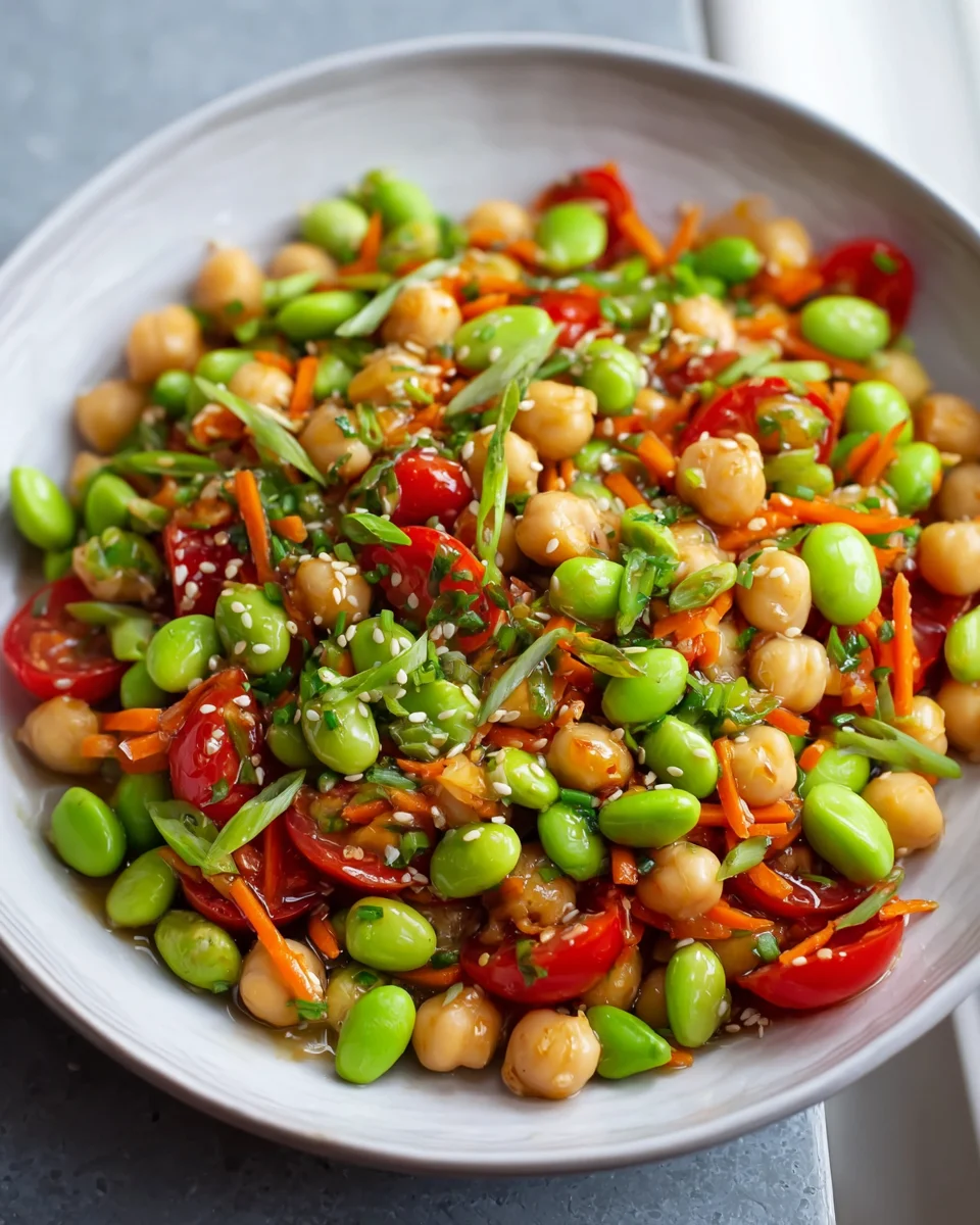 Kichererbsen-Edamame-Salat mit Gin-Extrakt-Sesam-Vinaigrette
