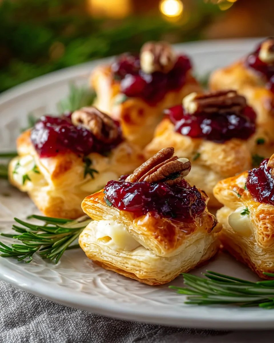 Einfache und elegante Cranberry Brie Bites für Feiertage