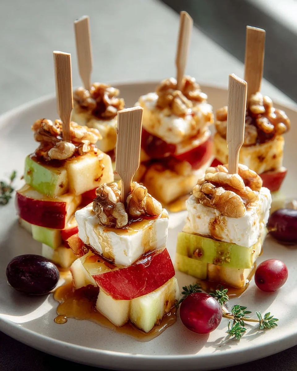 Apfel-Camembert-Spieße mit Walnüssen – Genuss pur!