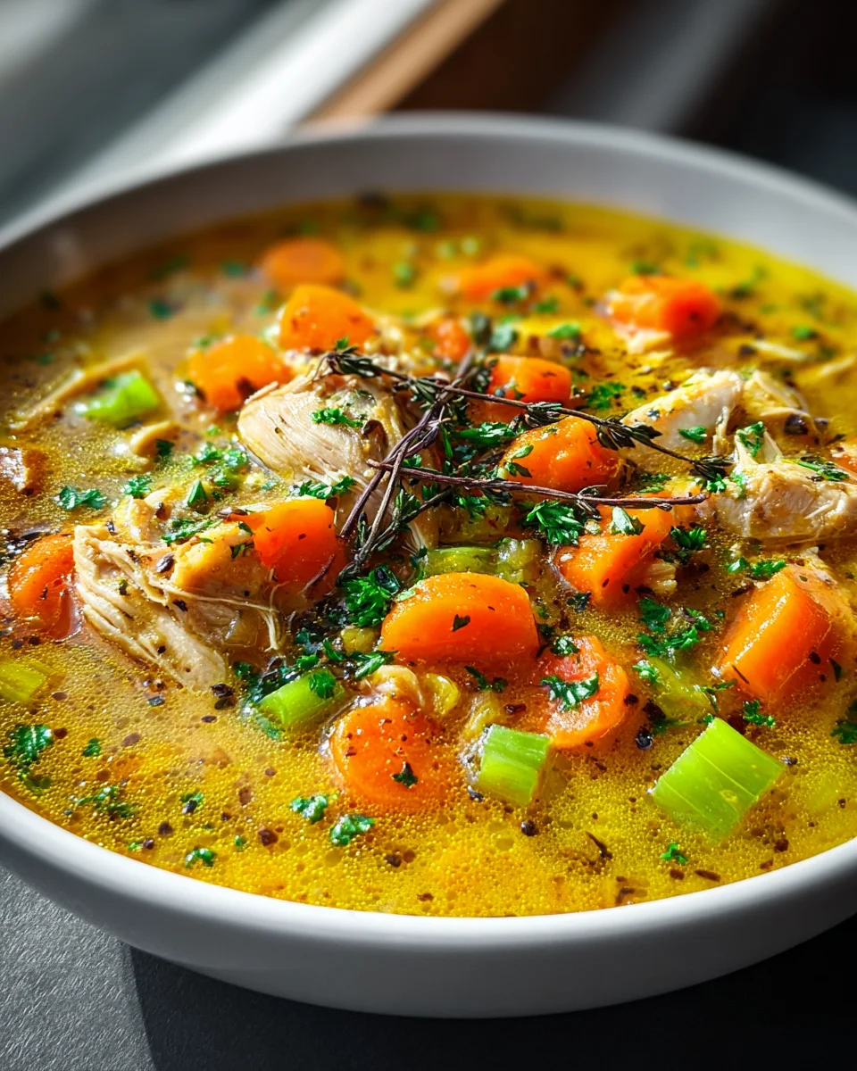 Entzündungshemmende Kurkuma Hühnersuppe für Wohlbefinden