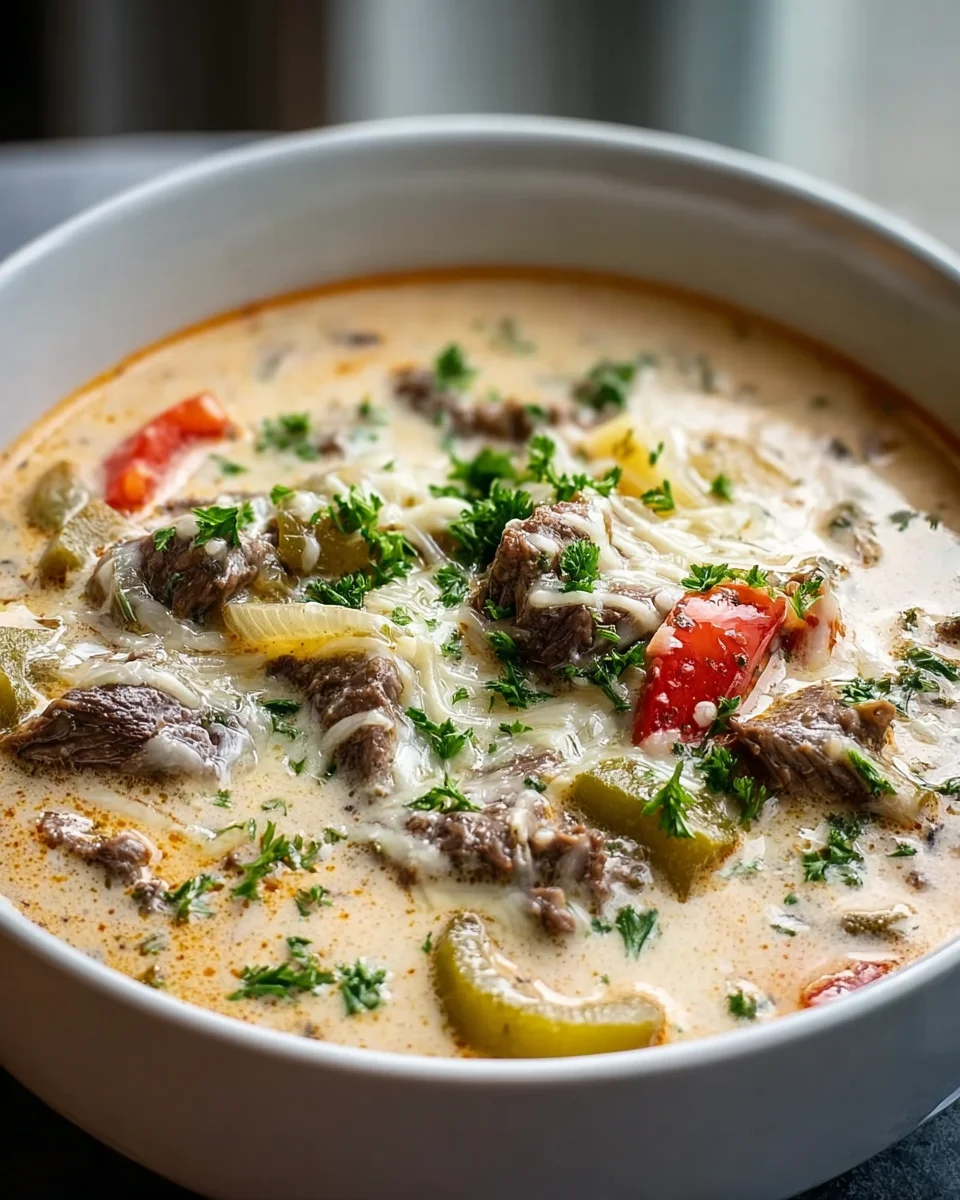 Cremige Philly Cheese Steak Suppe – Herzhaft und köstlich!