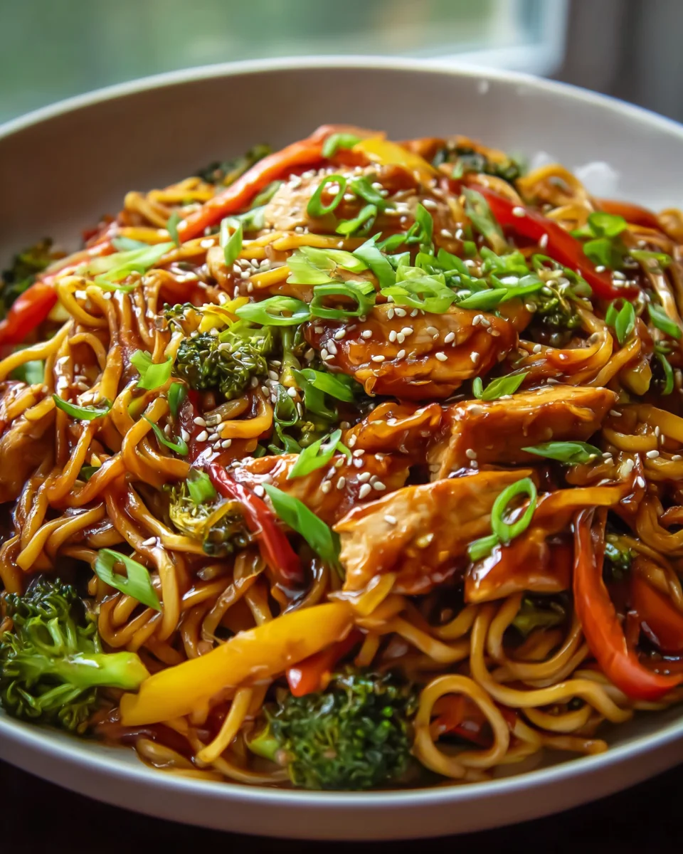 Schnelle aromatische Hähnchen Teriyaki Nudeln Rezept