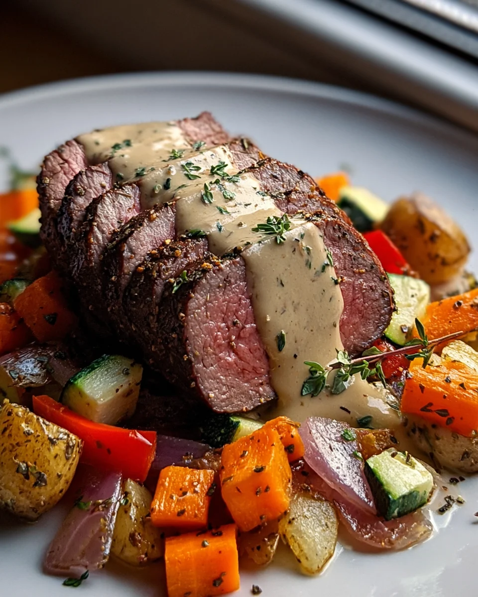 Rinderfilet mit Knoblauch-Dijon-Sahnesauce genießen!