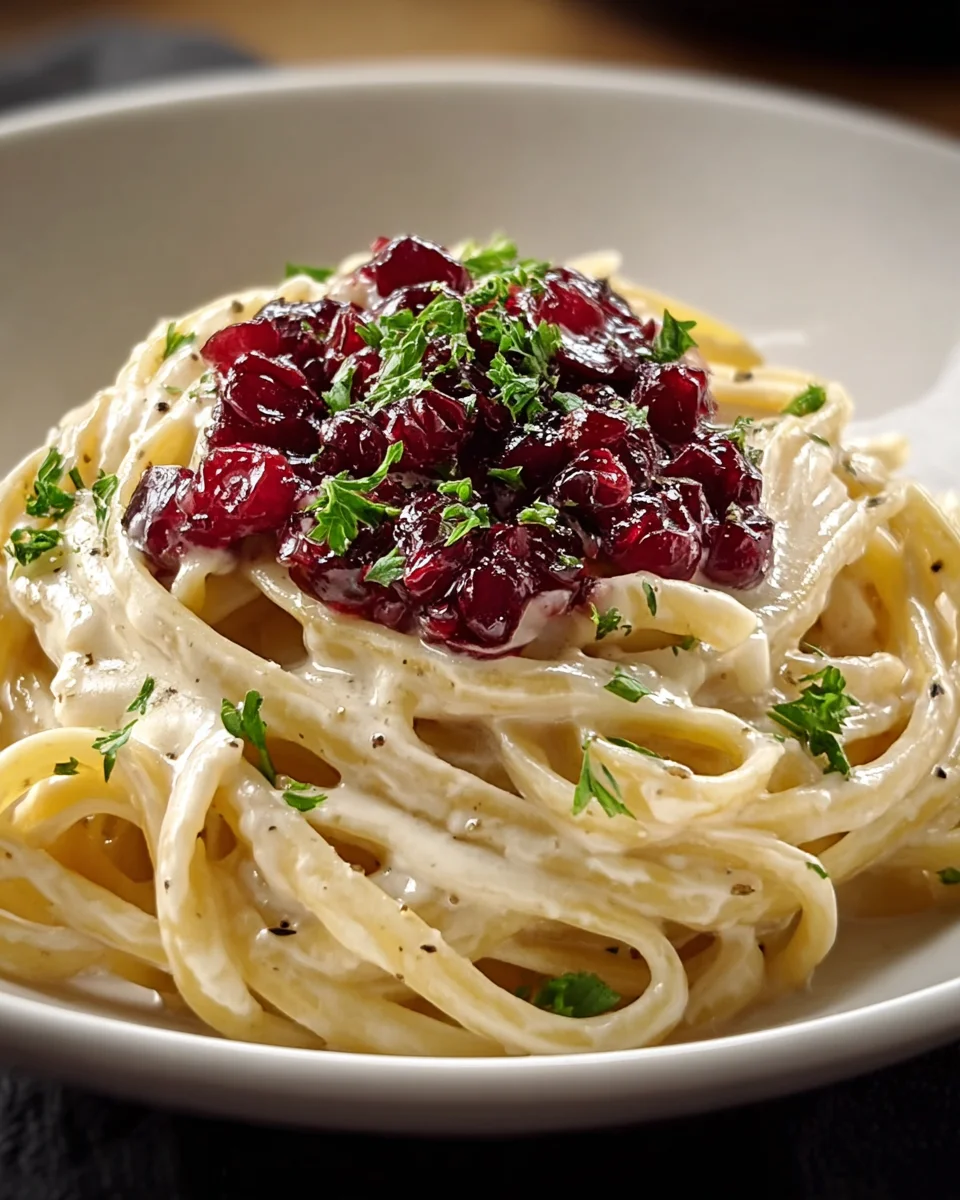 Brie Pasta mit fruchtigem Preiselbeer-Kompott rezept
