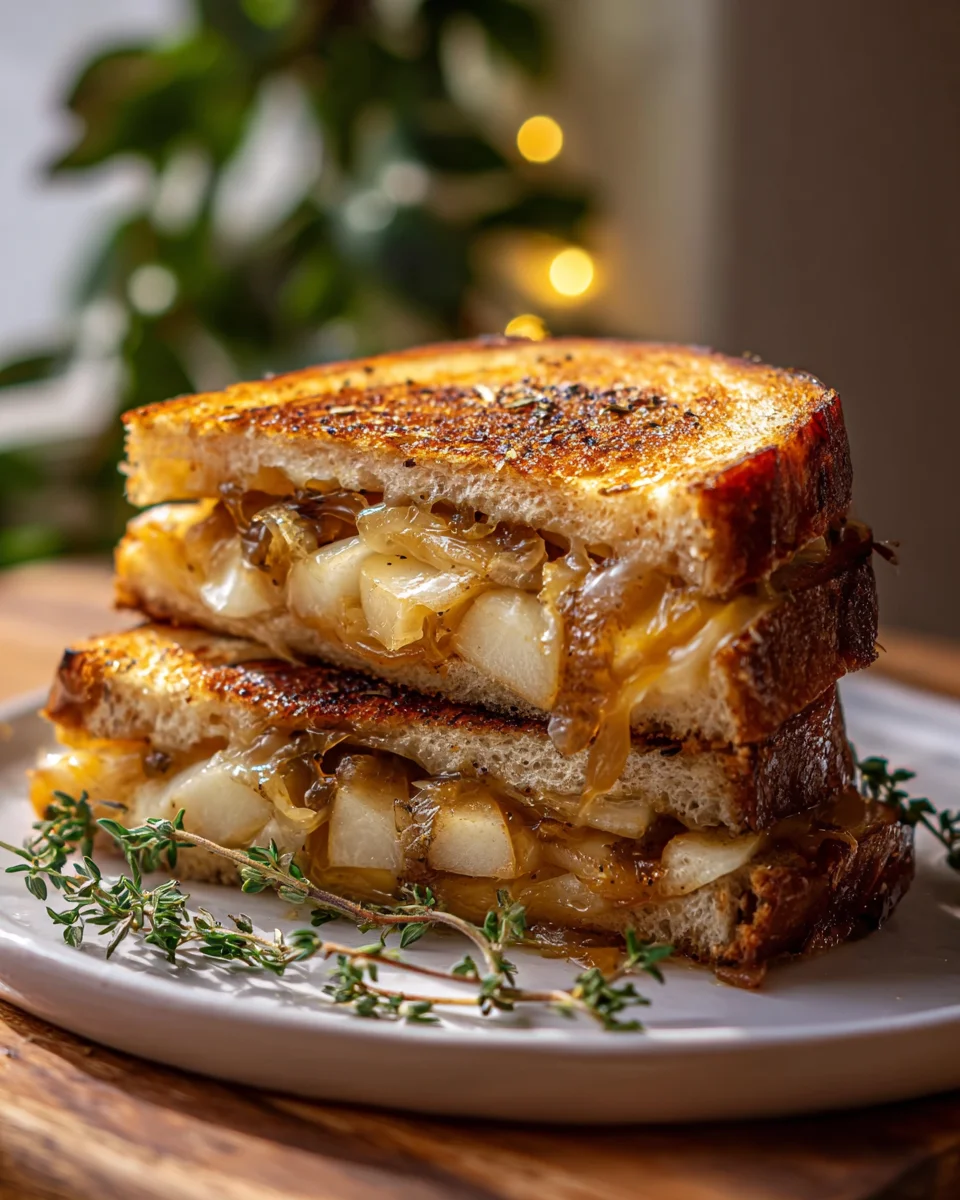 Süß-salzig: Birne-Apfel Grilled Cheese mit karamellisierten Zwiebeln