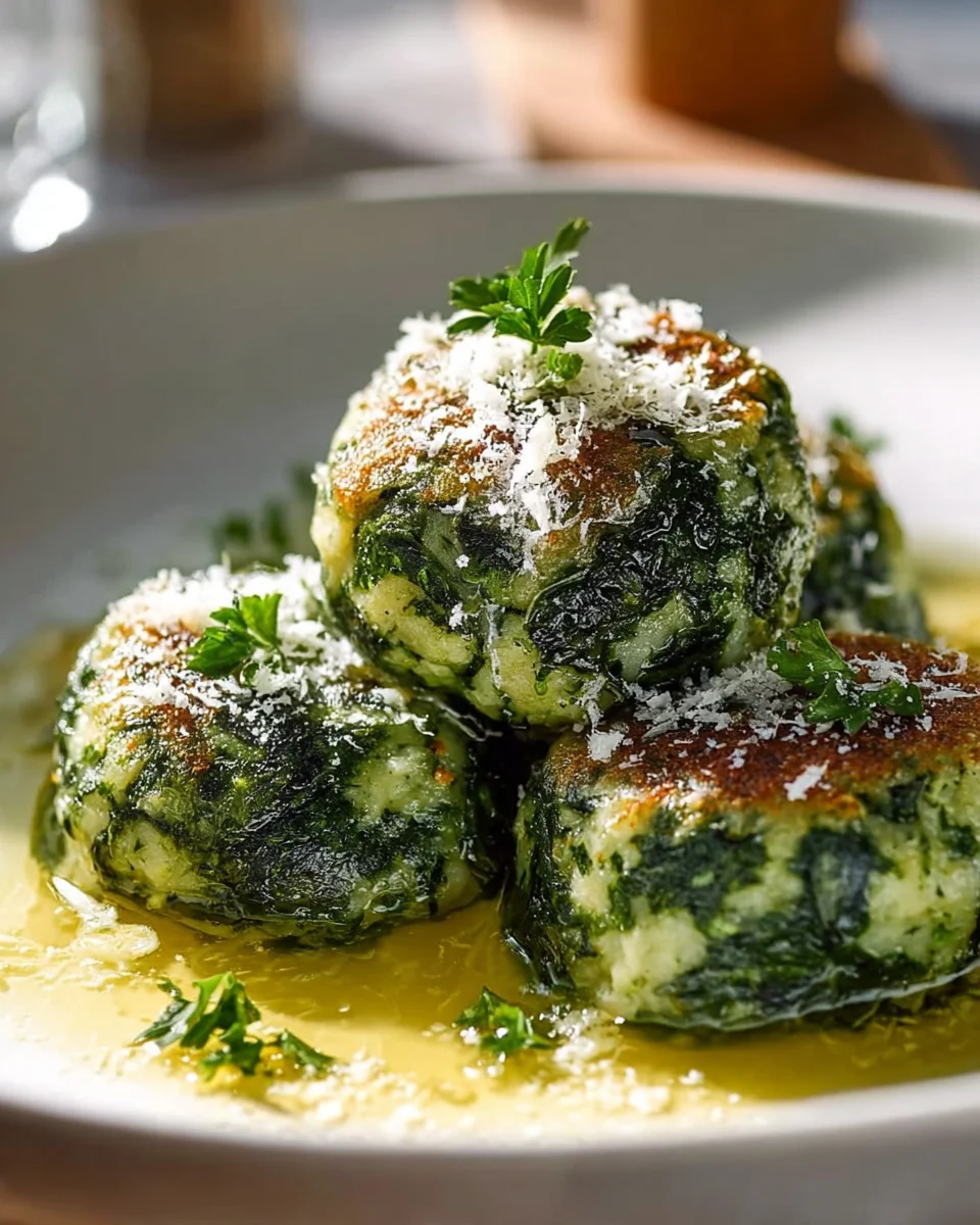 Sudtiroler Spinatknödel mit Butter und Parmesan genießen!