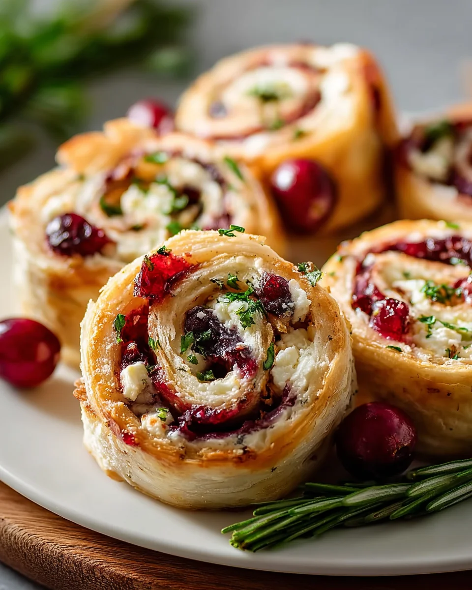 Einfache Weihnachts-Cranberry-Feta-Pinwheels für Partys