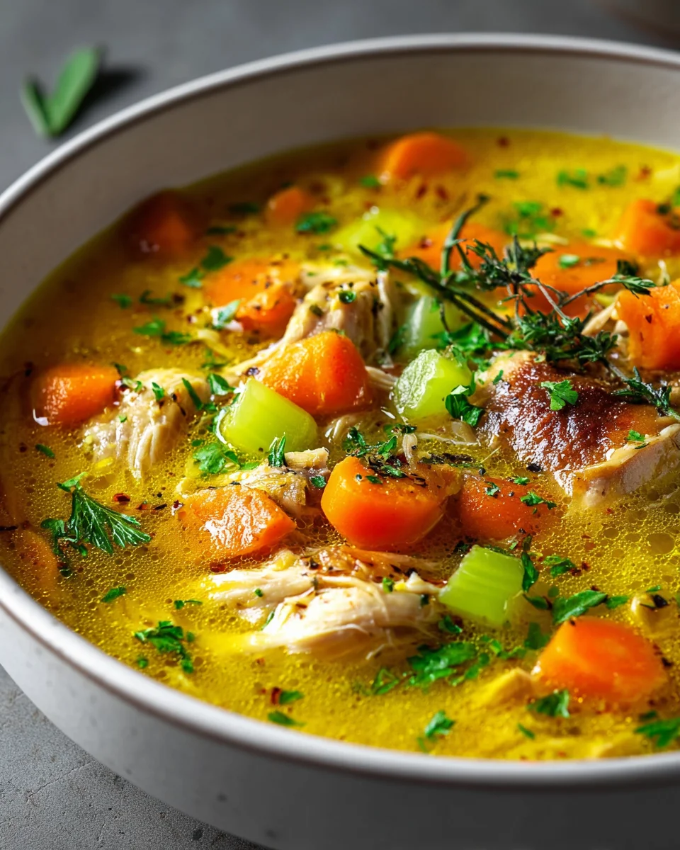 Entzündungshemmende Kurkuma Hühnersuppe für Wohlbefinden