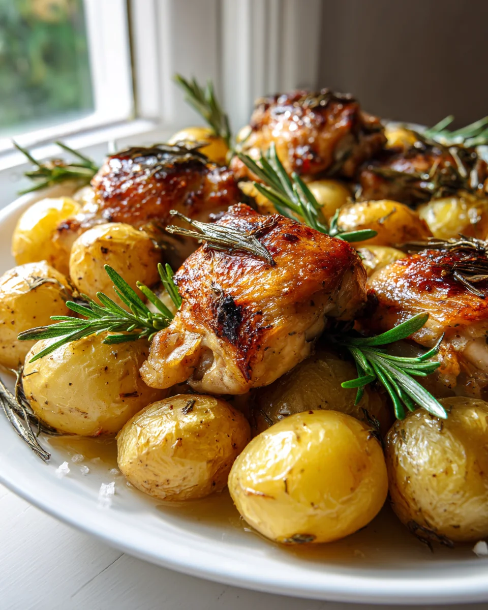Hähnchenkeulen & Rosmarinkartoffeln: Knuspriger Ofenbake