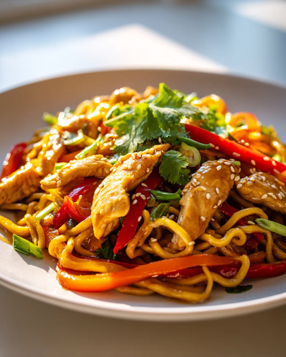 Knusprige Hähnchen Gemüse Pfanne aus der Heißluftfritteuse