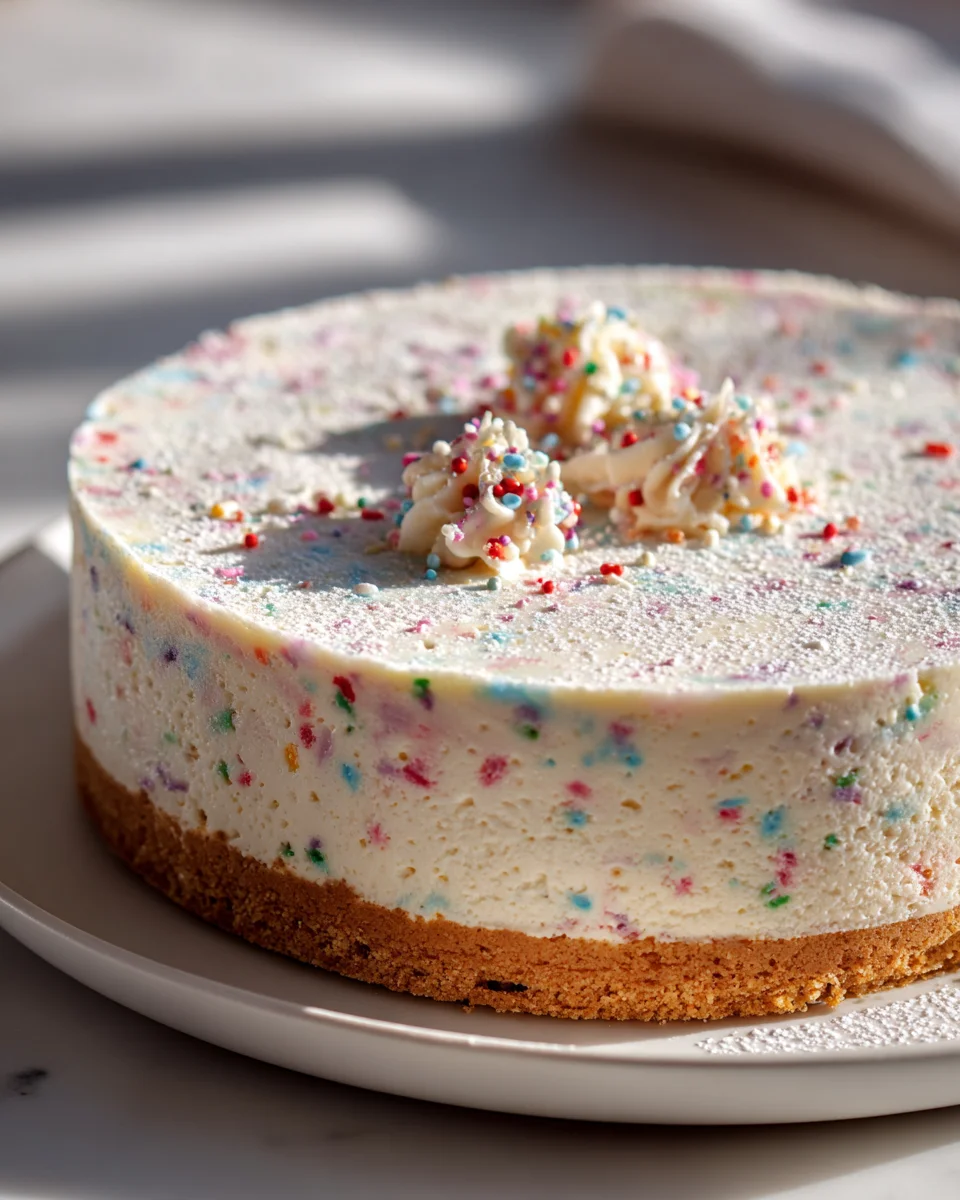 No Bake Funfetti Käsekuchen: Kühlschrank-Geburtstagstorte!