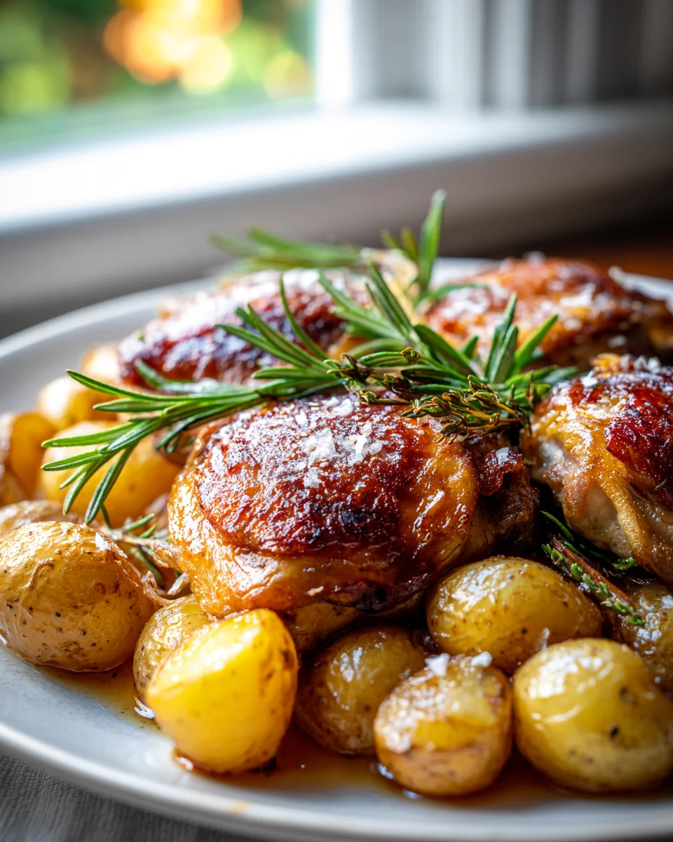 Hähnchenkeulen & Rosmarinkartoffeln: Knuspriger Ofenbake