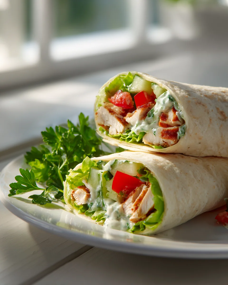 Chicken Wrap Klassiker: Mit Salat & cremiger Knoblauchsoße