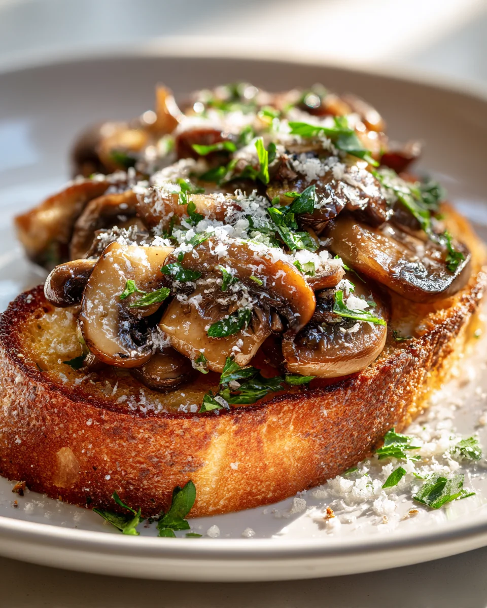 Cremige Pilz Knoblauch Crostini mit Parmesan – Schnell & Lecker!