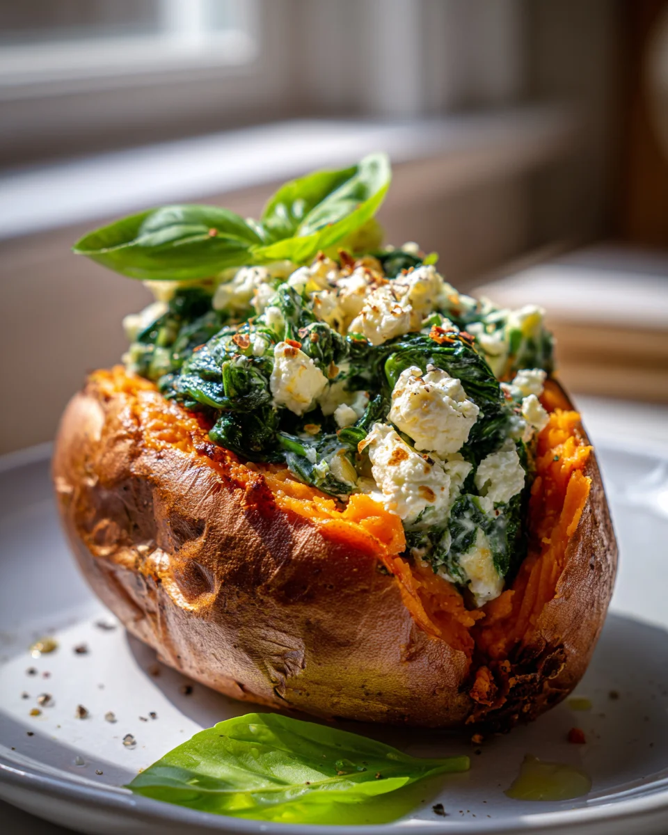 Leckere Gefüllte Süßkartoffel mit Feta & Spinat – Jetzt probieren!