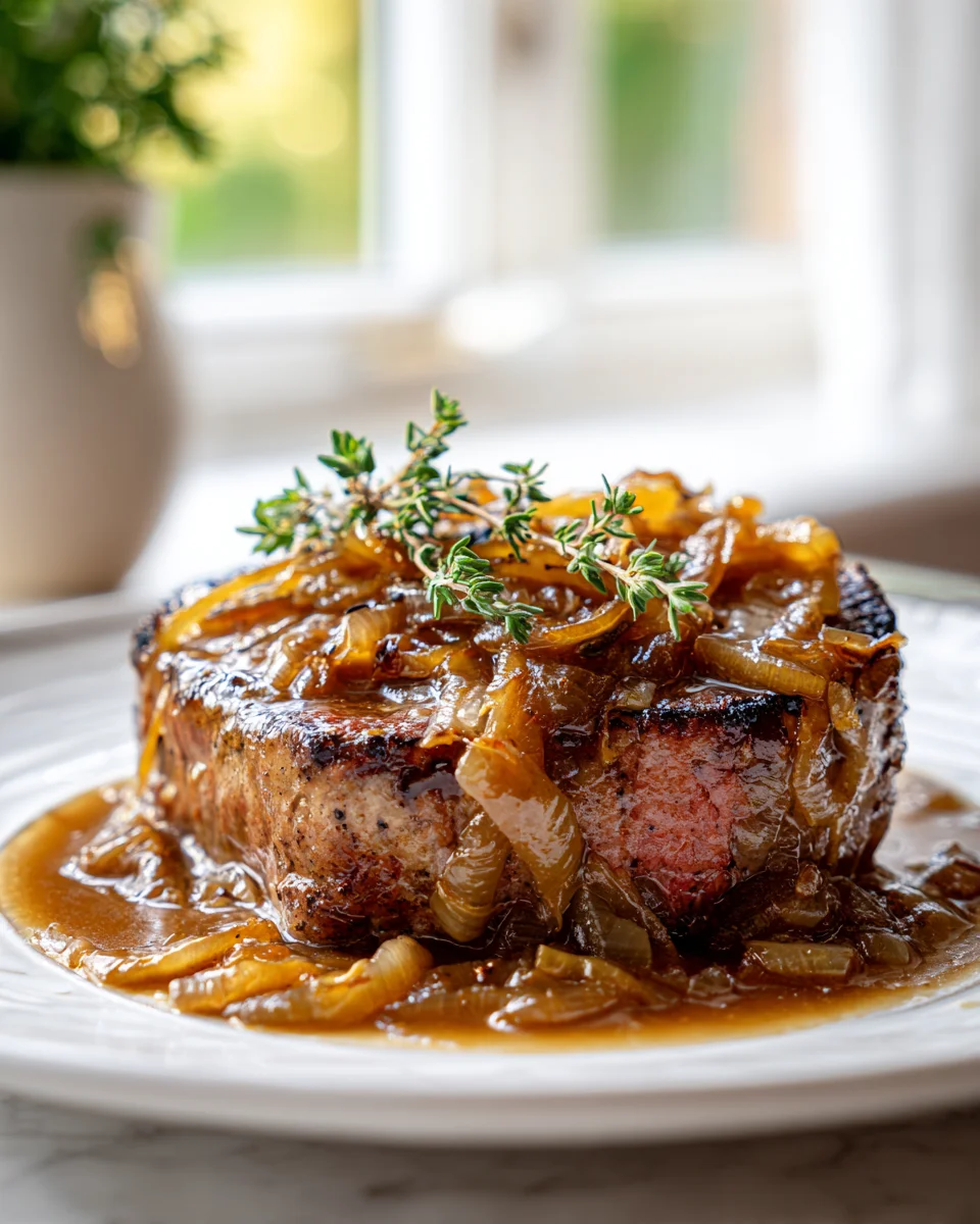 Saftige Rinderkoteletts: Französische Zwiebel-Karamellsoße