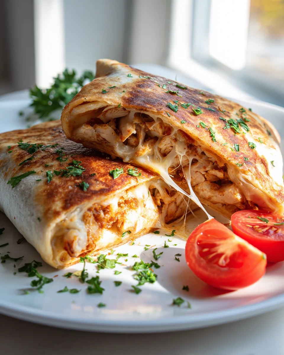 Knusprige Hähnchen Mozzarella Wraps aus dem Airfryer Rezept