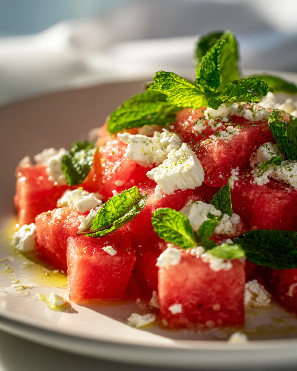 Sommerlicher Wassermelonen Feta Salat mit Minze – einfach lecker!