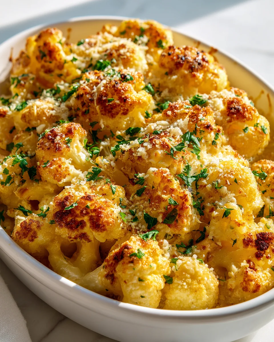 Cremiger Knoblauch-Parmesan Blumenkohl Auflauf Rezept