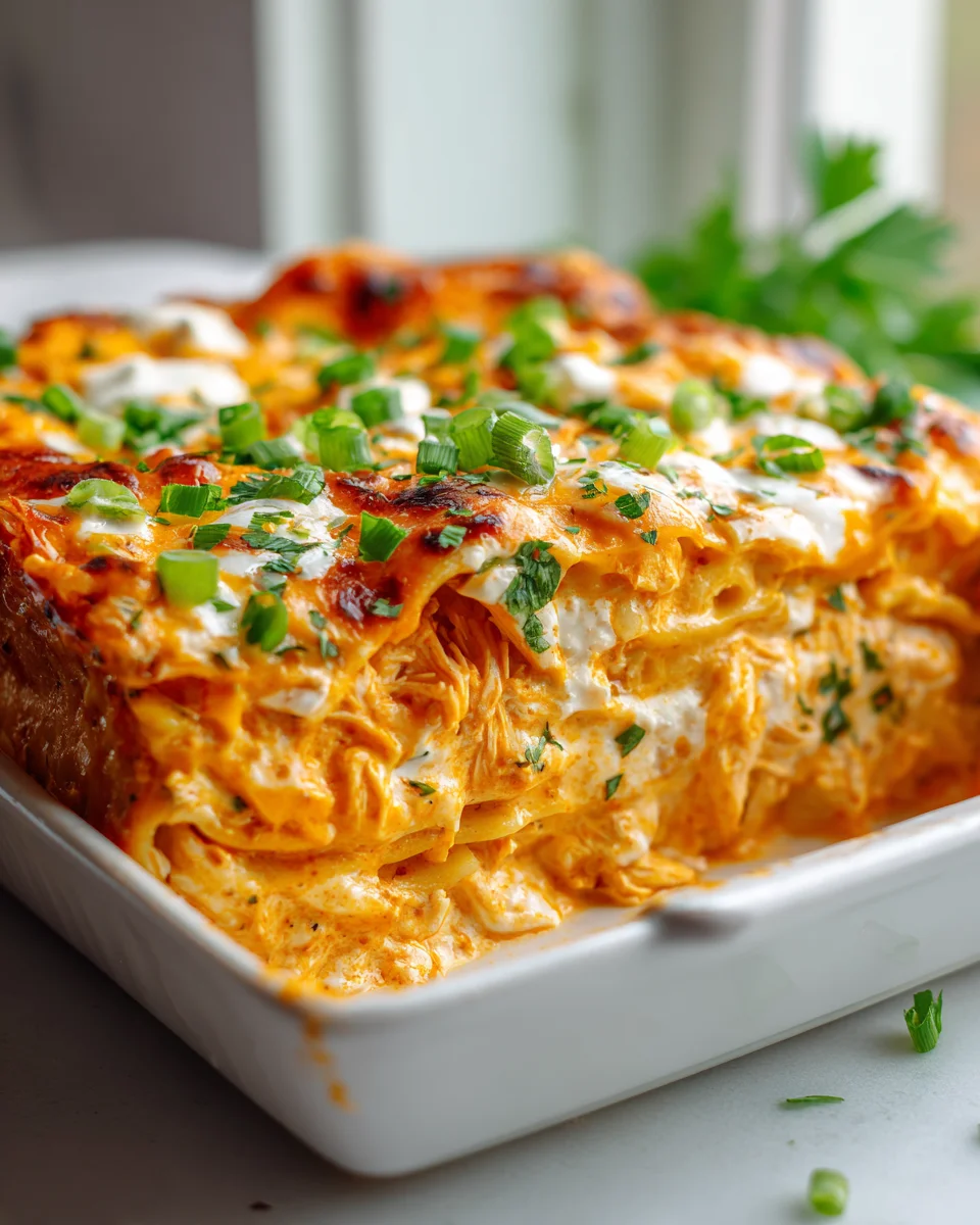 Buffalo Chicken Lasagne Bake: Scharf, cremig, unwiderstehlich!