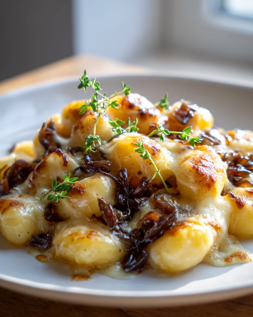 Überbackene Gnocchi mit Käse & Karamellzwiebeln Rezept