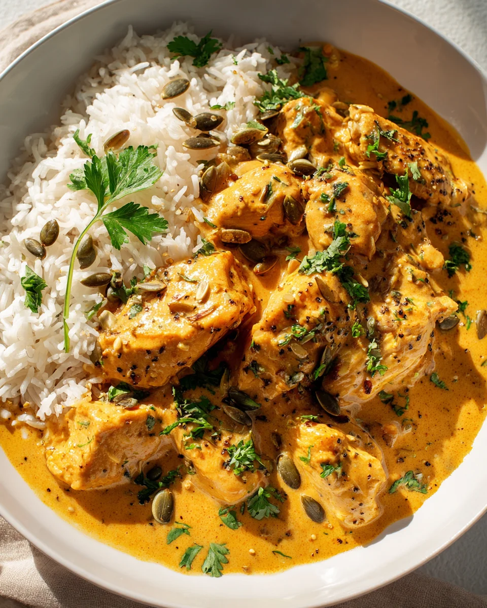 Cremige Kürbis Hähnchen Pfanne: Schnell & Lecker mit Reis!