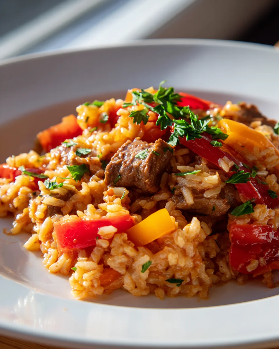 Serbisches Reisfleisch mit Paprika und Tomaten – rustikal & aromatisch