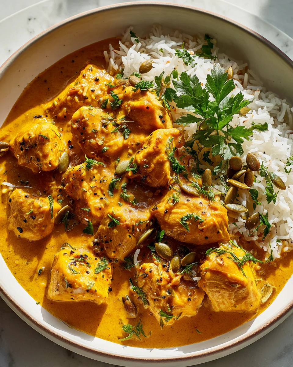 Cremige Kürbis Hähnchen Pfanne: Schnell & Lecker mit Reis!