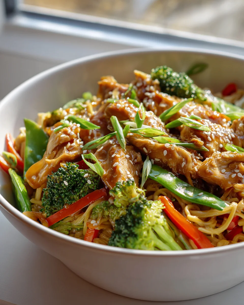 Hähnchen Teriyaki Nudeln & knackiges Gemüse - schnell & gesund!