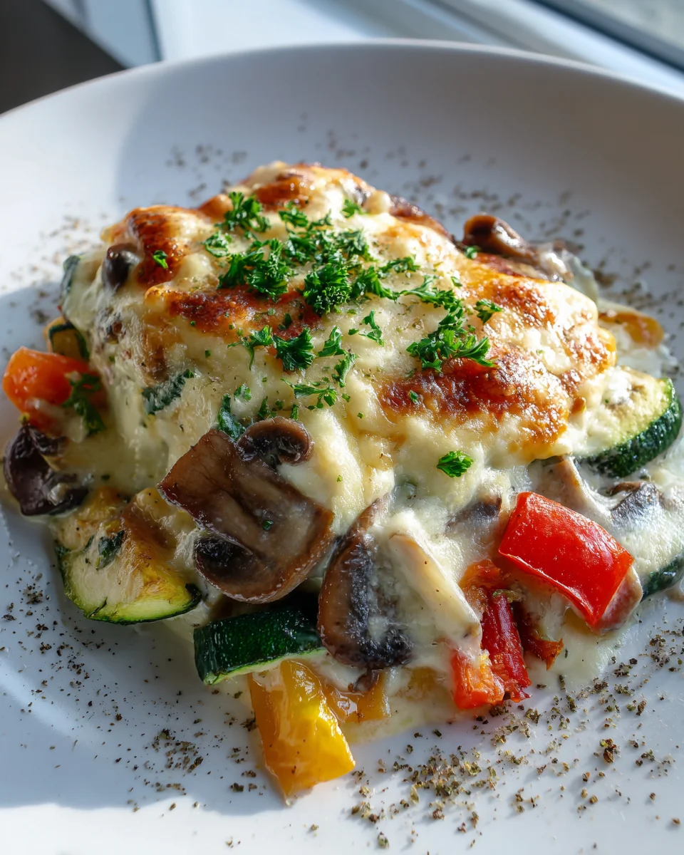 Cremiger Ofen Pilz Auflauf mit Gemüse & Käse – Einfach lecker!