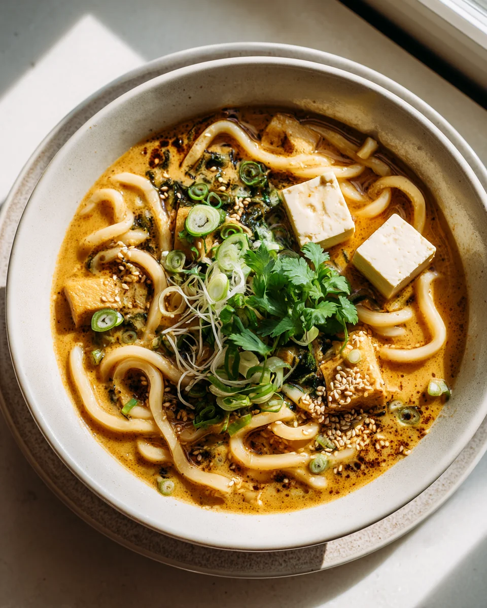 Miso Udon Ramen: Tofu & Frühlingszwiebeln einfach lecker