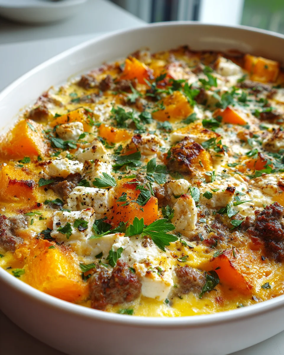 Kürbis Hackfleisch Pfanne mit Feta – Cremig und Überbacken!