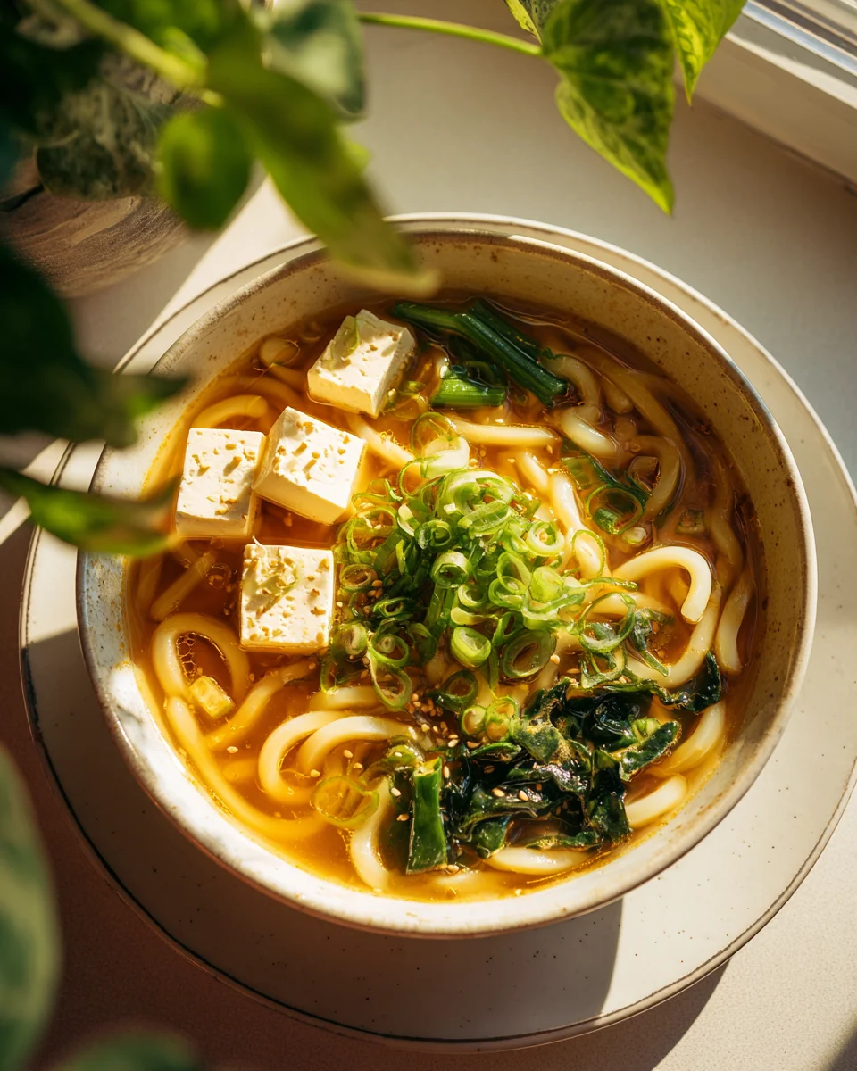 Miso Udon Ramen: Tofu & Frühlingszwiebeln einfach lecker