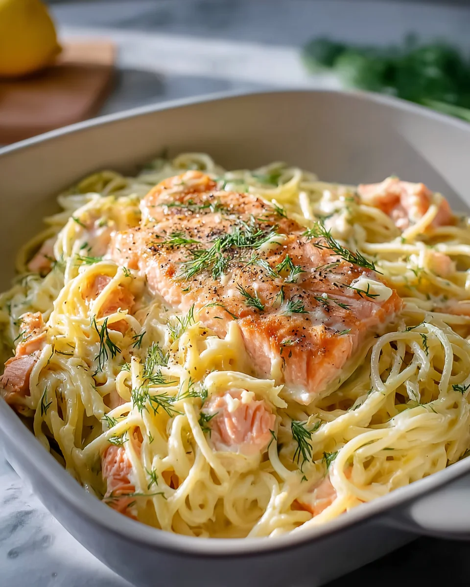 Leckere Spaghetti mit Lachs aus dem Ofen - einfach & schnell!