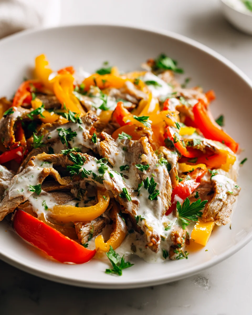 Delikates Beef Gyros aus dem Dutch Oven mit feiner Sahnesauce