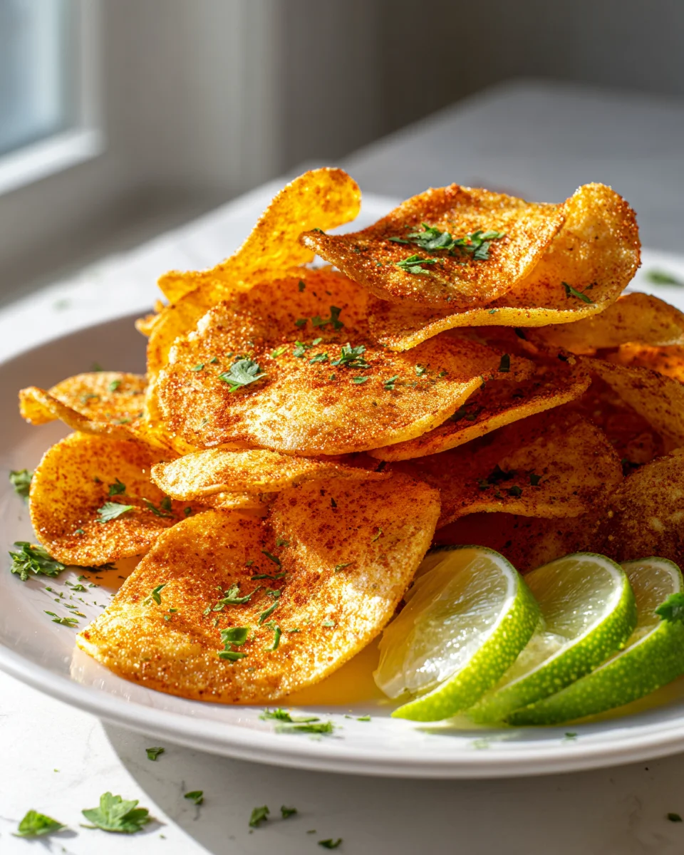 Scharfe Chili Limetten Chips aus der Heißluftfritteuse