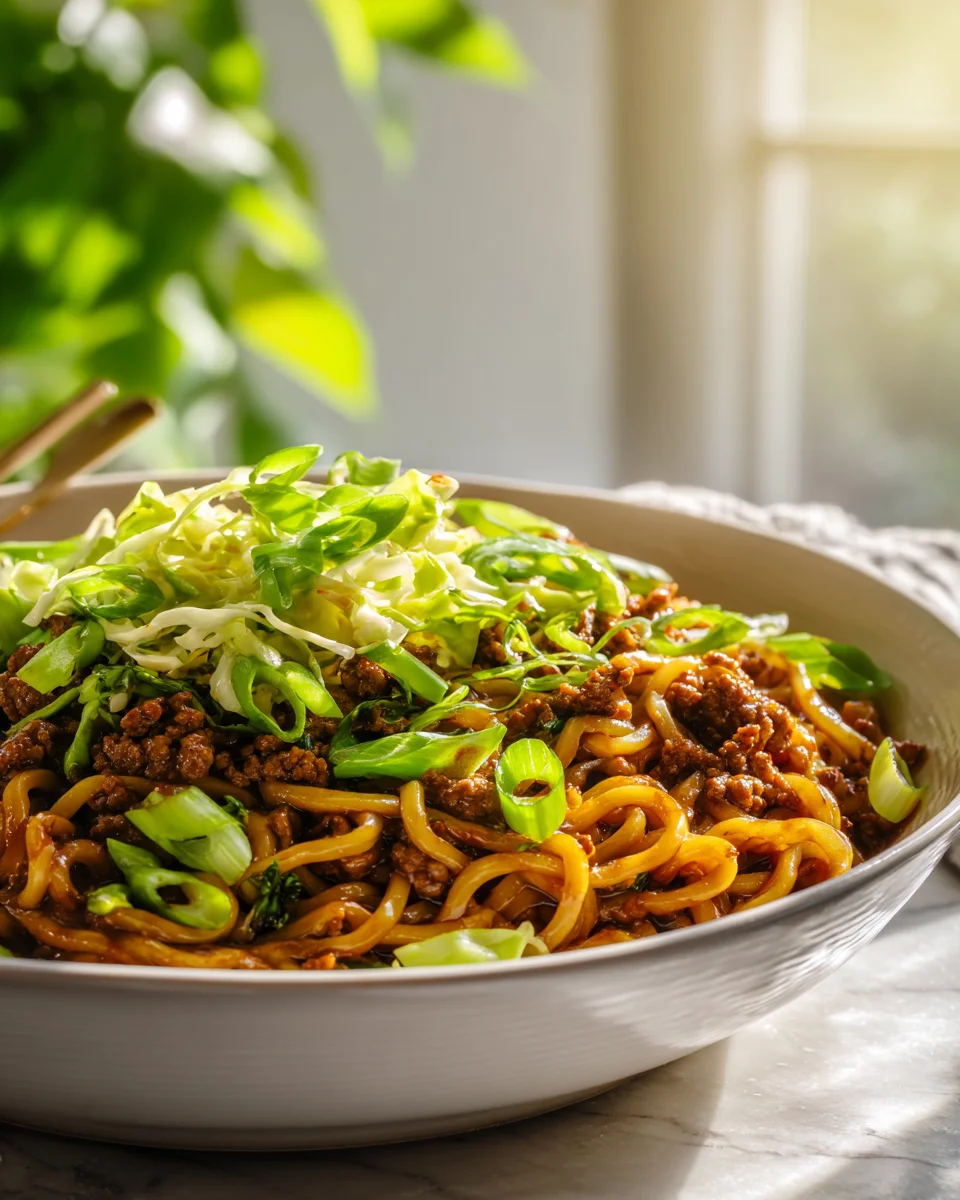 Schnelle Potsticker Nudel-Bowl: Herzhaft mit Rindfleisch