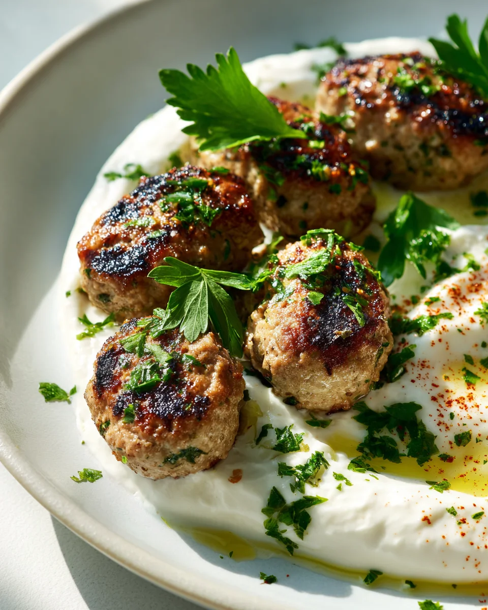 Saftige Hähnchen Kofta mit cremiger Knoblauch-Joghurt-Soße