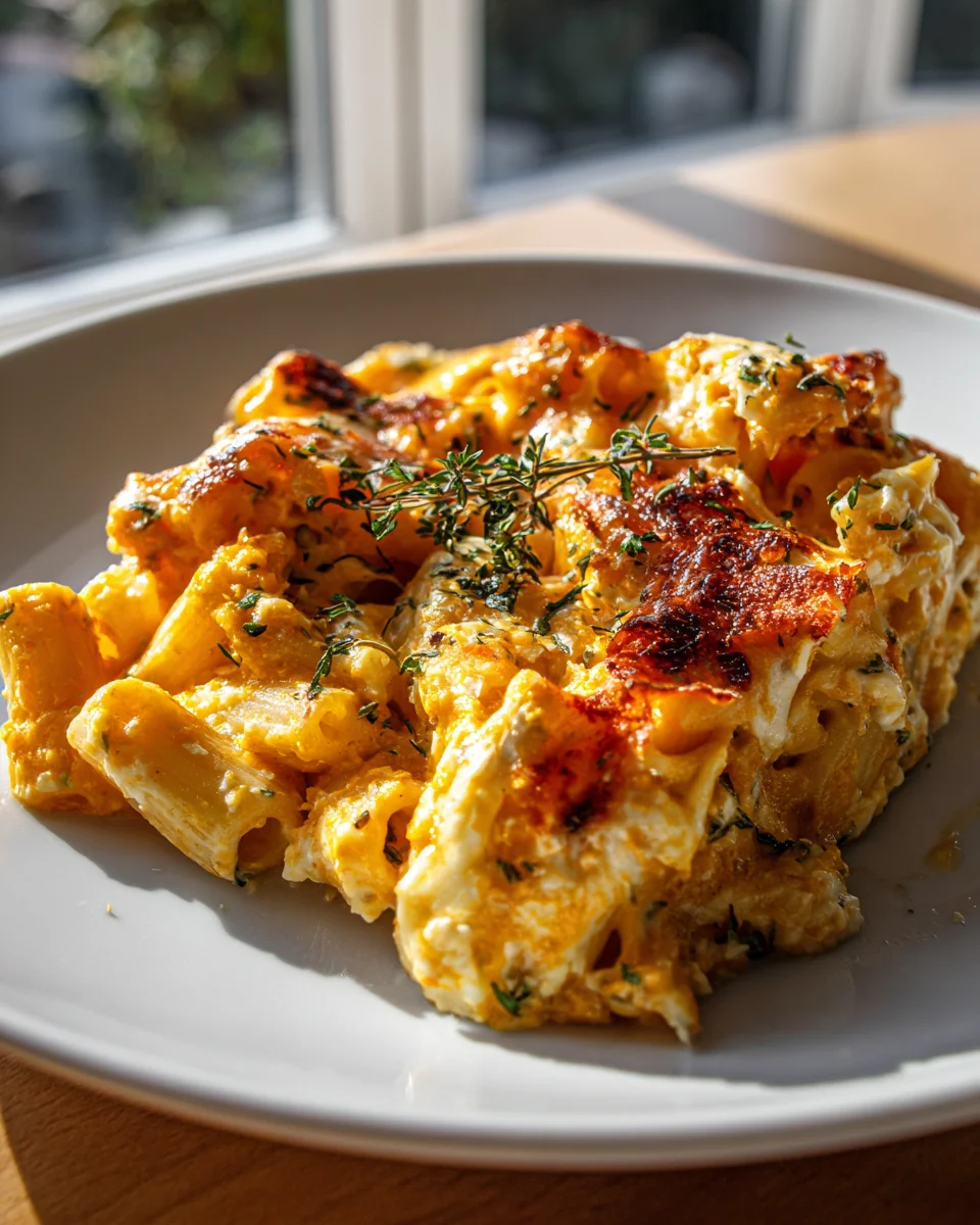 Pasta mit Kürbis-Feta-Creme: Goldbraun im Ofen überbacken