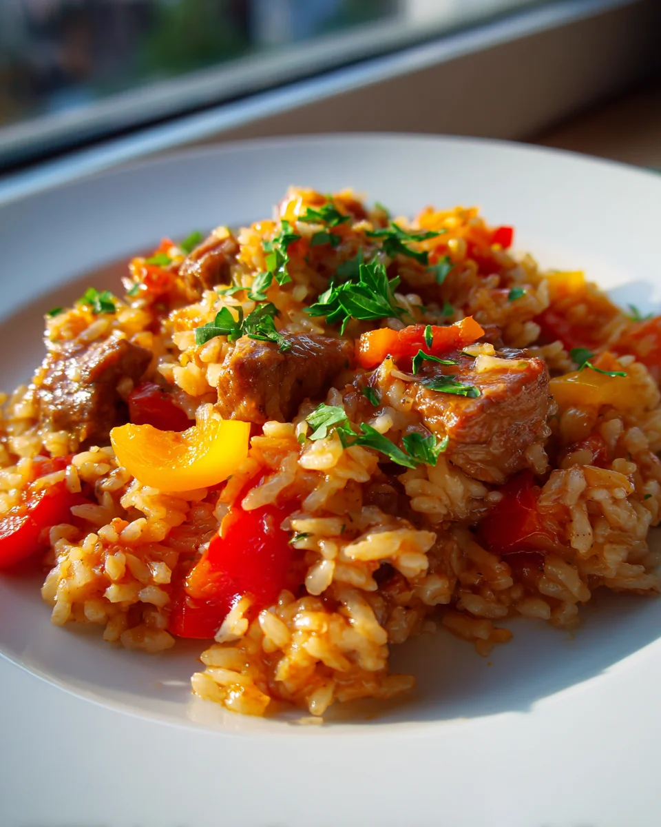 Serbisches Reisfleisch mit Paprika und Tomaten – aromatisch genießen!