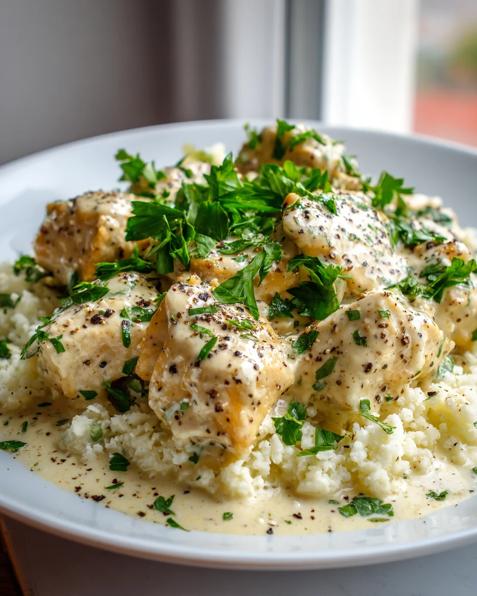 Low Carb Cremiges Hähnchen mit Blumenkohlreis – Köstlich & leicht