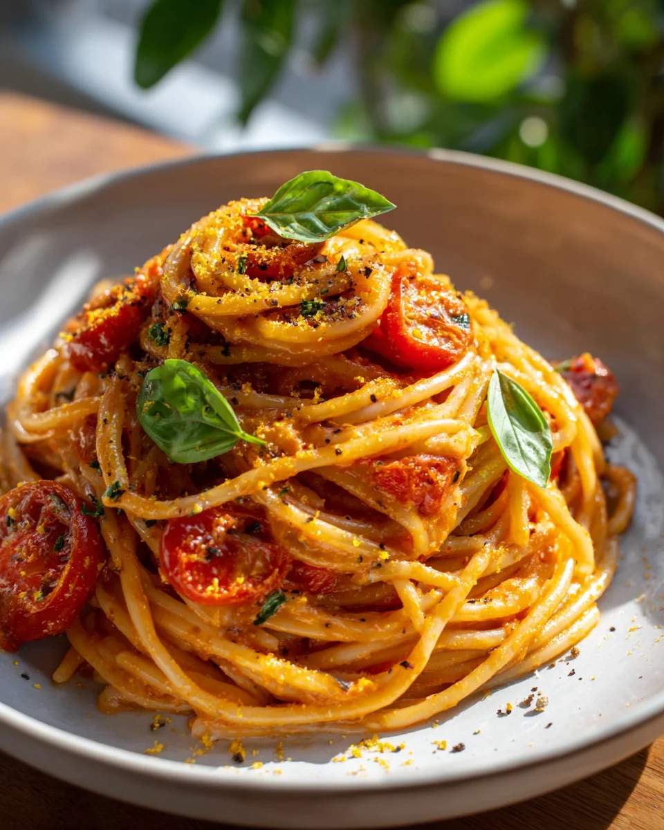 Vegane Cremige Tomaten-Knoblauch Pasta – Ohne Sahne, Leicht!
