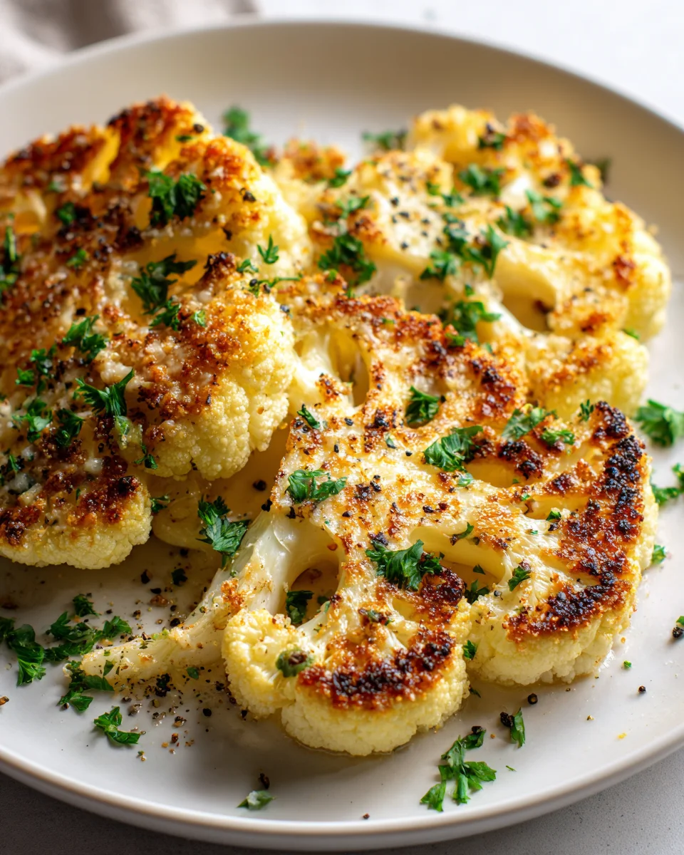 Ofen Blumenkohl Steaks: Knusprig mit Parmesan-Käsekruste