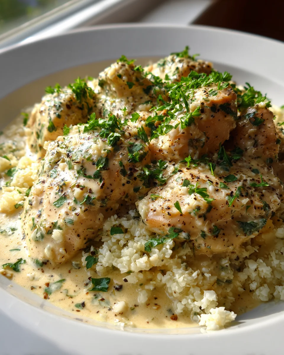 Low Carb Cremiges Hähnchen mit Blumenkohlreis – Köstlich & leicht