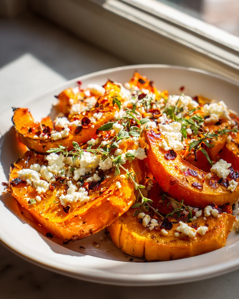 Ofenkürbis mit Feta und Chili Flocken – würzige Genussvielfalt!