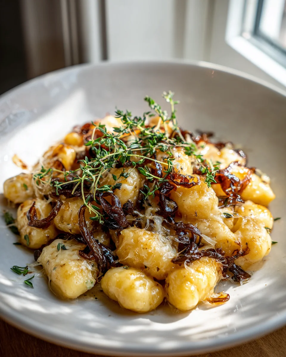 Überbackene Gnocchi mit Käse & Karamellzwiebeln Rezept